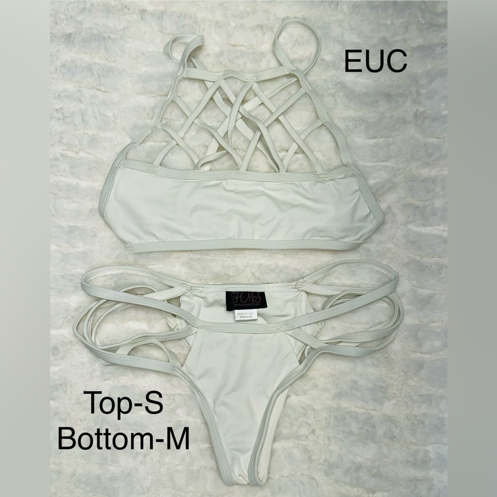 Hot Miami Styles White Strappy Bikini Set